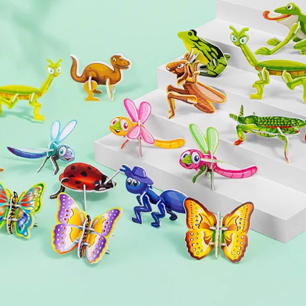 3D tecknad papper pussel leksak för barn Tidiga pedagogiska pussel Leksaker Present till barnens dag Animals