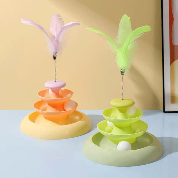 Plast Cat Roller Leksaker Cat Self-entertainment Teasing Roller For House Green