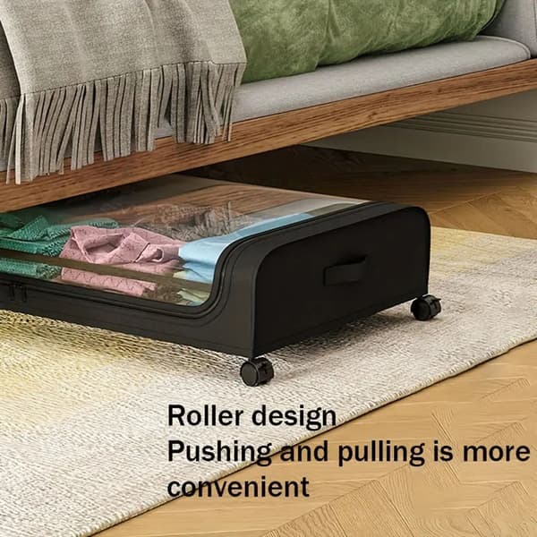 Sovrum Under sängen förvaringsbox Multifunktionell flyttbar case för hemmet Black Square Single