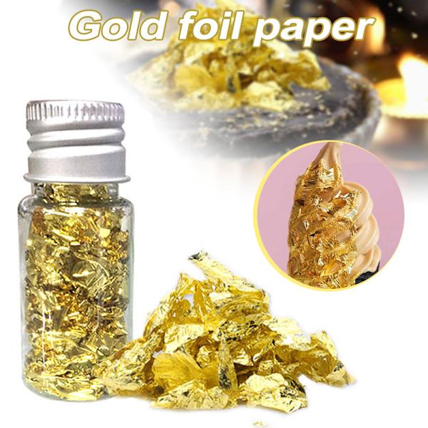 Guld Folie Bakning Dekoration Imitation Guldflingor Siver Blad Blad Nagel Skönhet Rose Guld Förgyllning DIY Art Hantverk 2pcs