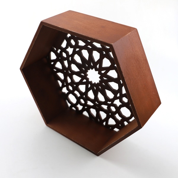 Hexagonal krukställ i trä Personlig ihålig design växtkrukhållare för vardagsrummet Coffee