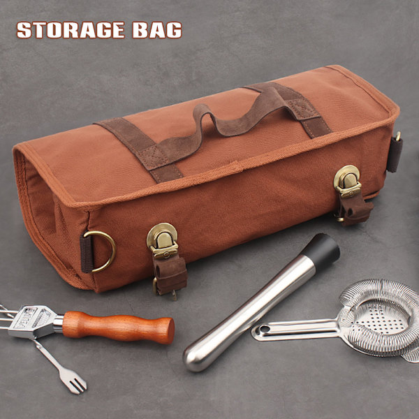 Bartender Storage Bag Bartender Tools Förvaring Vikbar Bag Bar Bartender Kit Brown