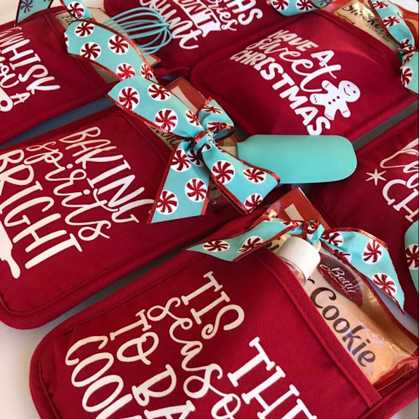 Bakkit för julgrytställ Återanvändbara grytlappar för jul med värmebeständiga ugnsvantar för mångsidiga julgrytlappar Baking