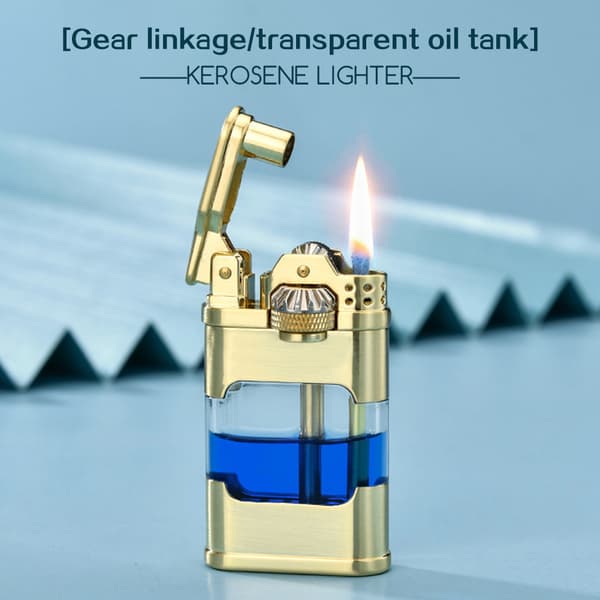Kraftig synlig brændstoftank flint lighter til mænd synlig brændstoftank kerosenes lighter samlerobjekt til far Black Blue