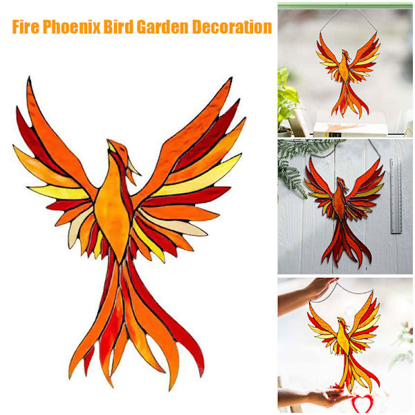 Phoenix Bird Suncatcher trädgårdsdekoration för utomhus handgjord harts flygande djur hängande hänge för hem A