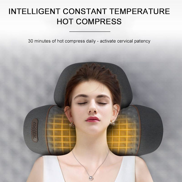 Elektrisk nackmassagekudde med värmevibrerande shiatsu-massager för smärtlindring, cervikal, ortopedisk kudde Space Gray