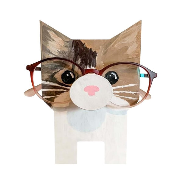 Rolig glasögonhållare, glasögonställ i trä, ställ för solglasögon, rustik dekoration Cat