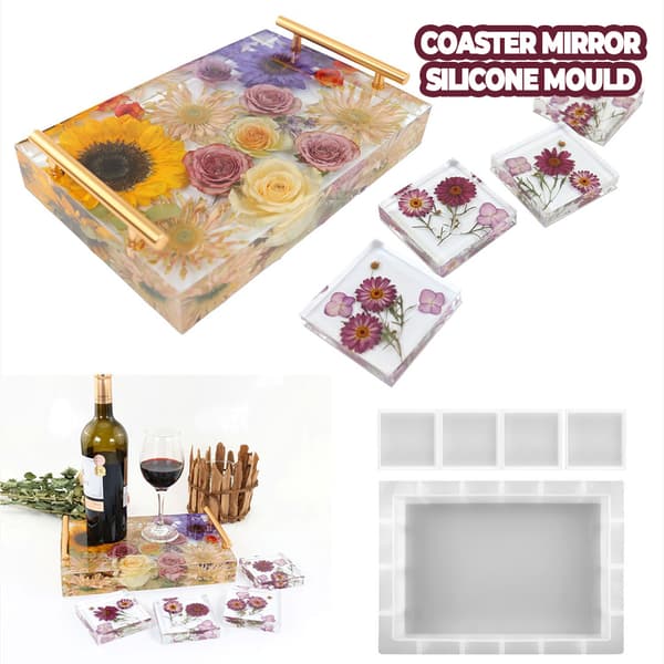 Silikonhartsbricka Stencil för DIY Crafts Serveringsbräda för att göra fruktbricka SET