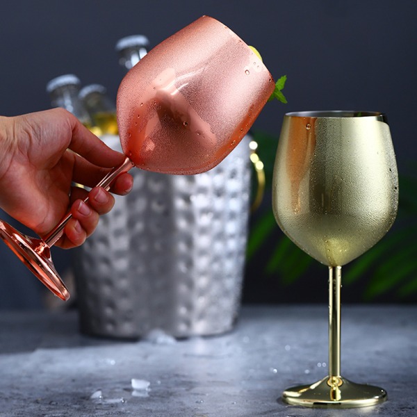 Rostfritt stål Champagnekopp Vinglas Cocktailglas Metall Vinglas Bar Restaurang Goblet Silver 500ml