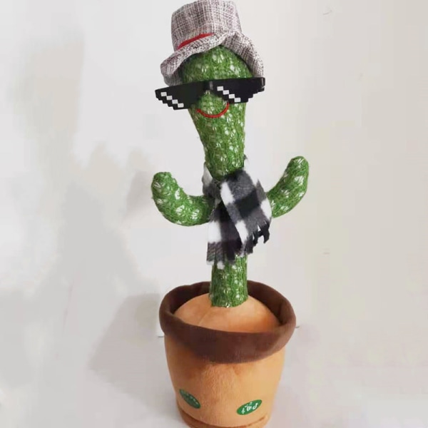 Elektrisk kaktus plyschleksak Supersöt Pratar Inspelning Dans Kaktus Nyhet Presenter för barn 120 English Batteries Christmas Hat