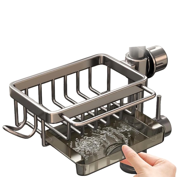 Kökssvask Caddy Organizer 360 Grader Rotera Över Diskho Sil Korg Med Avtagbar Avloppsbricka Grey