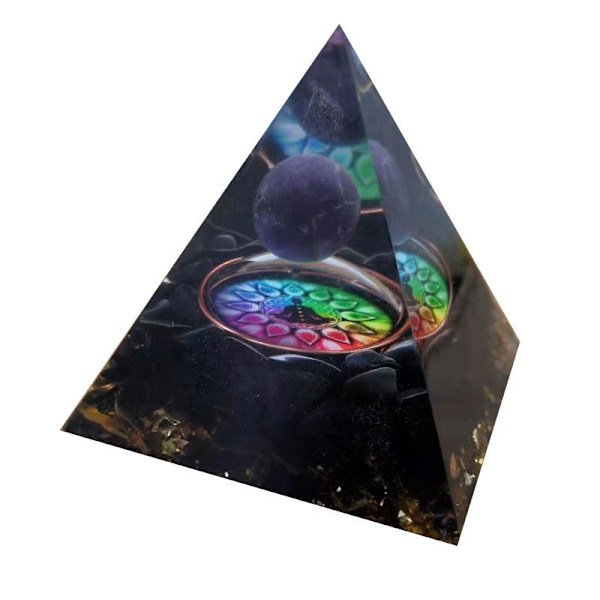 Livets träd Orgone Pyramid Ametist Peridot Healing Crystal Energy Orgonite Pyramid EMF-skydd Meditationsverktyg Dark Khaki L