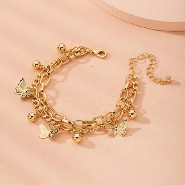 Charm Chain Armband Elegant Vackert Mode Armband Smycken Tillbehör För Kvinnor Flickor Gold