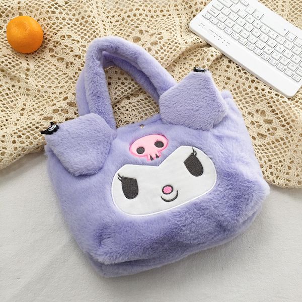 Kawaii Cinnamoroll Sanrio Plyschväska My Melody Anime Väskor Kt Cat Purin Dog Kuromi Plyschryggsäck för tjejer Merlot