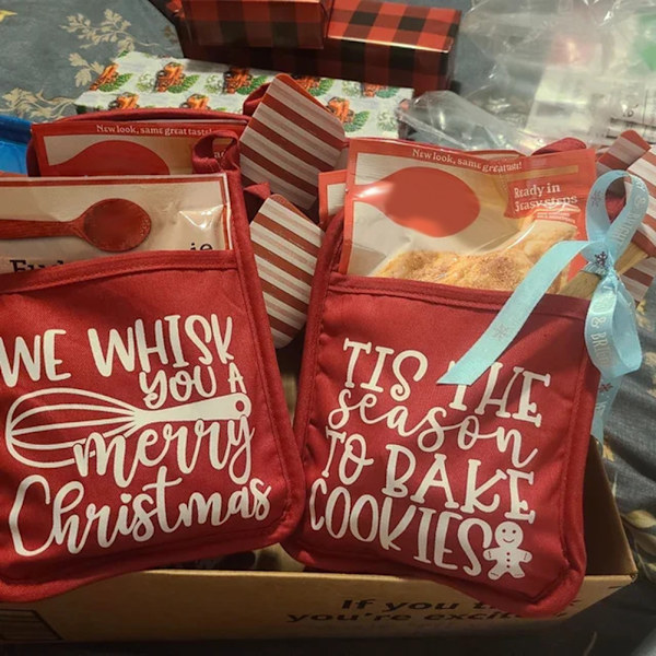 Bakkit för julgrytställ Återanvändbara grytlappar för jul med värmebeständiga ugnsvantar för mångsidiga julgrytlappar Baking