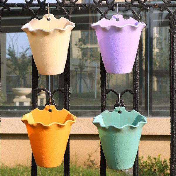 Vägghängande kruka Plast Bekvämlighet Väggfäste Blomkruka Växter Behållare Korg Kruka för inomhus utomhus Beige