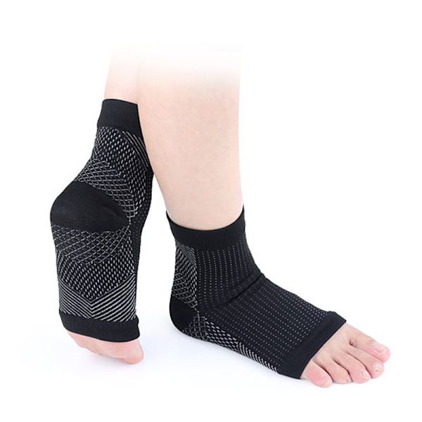 1 par kopparinfunderade kompressionsstrumpor Ankelstöd smärtlindrande strumpor Black L xl