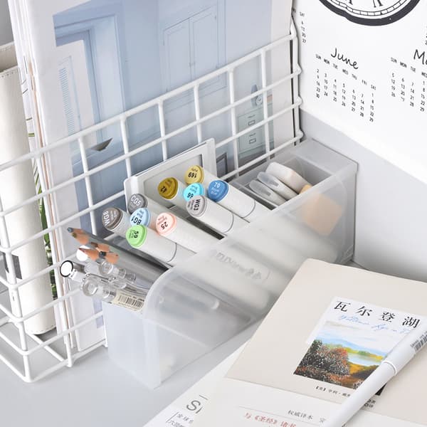 Creative Multifunktionell 4 Grid Desktop Organizer Pennhållare Smink Förvaring Låda Skola Kontorstillbehör Papper Organizer White