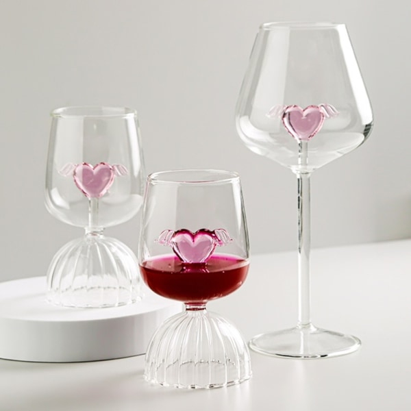 Alla hjärtans dag rosa hjärta vinbägare Hushållssnygga vinkoppar för restaurangfester 350ml