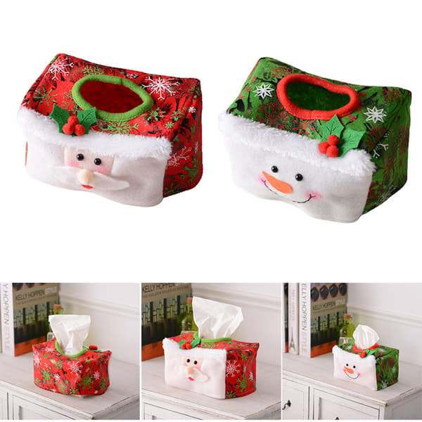 Jul Tissue Box Cover Söt Tissue Case Case Hållare för kontor Kök Vardagsrum Red