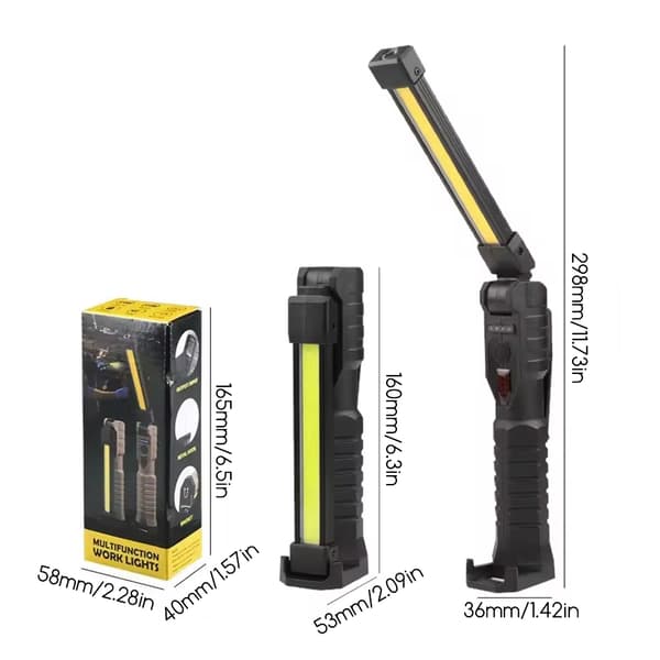 Multifunksjonelle sammenleggbare arbeidslamper med magnetisk base, håndfri mekanikerlampe Black