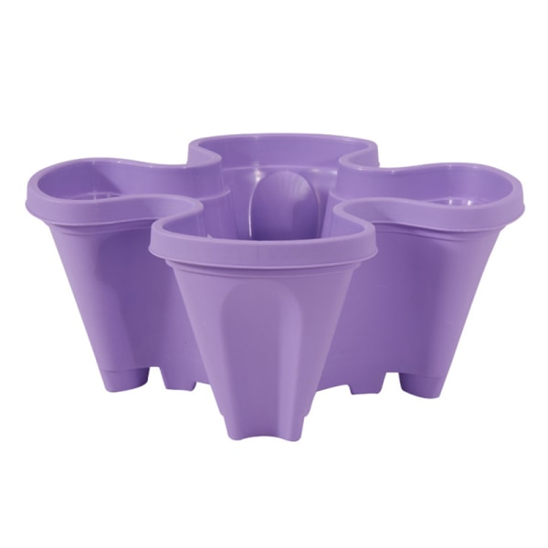 Stapelbar 3D-kruka med fyra kronblad 5 färger Valfri självbevattningskruka för utomhusbruk Purple