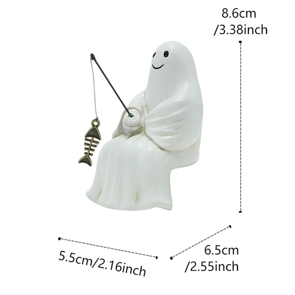 Søde Spøgelser Figur Dekoration Spooky Fiskende Spøgelser Statue Ferie Dekorationer Til Have Veranda Indretning Default