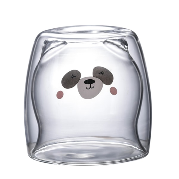 Tecknad Bear Cup Dubbellager Transparent Glas Cups Kaffe Mugg Par Gåvor 3
