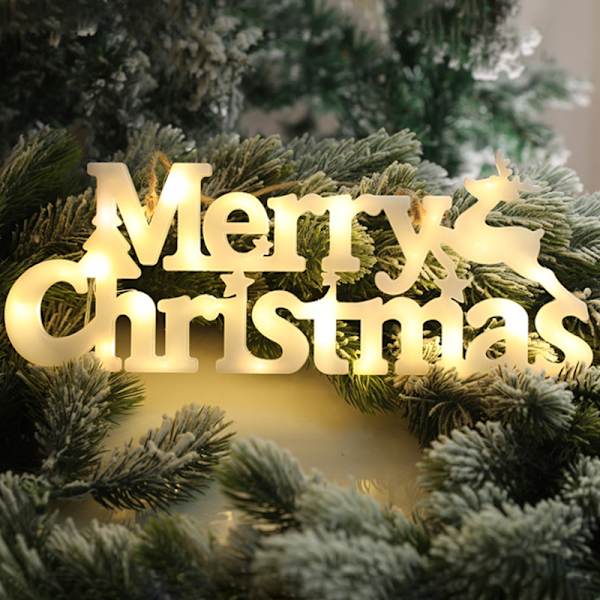 Merry Christmas Letters LED-lampor 45cm Hängrep Drivs av Knapp Batteri För Julfest Födelsedag Heminredning Warm White Built-in Button Battery