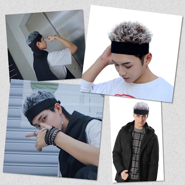 Rolig stickad peruk cap för män Mode andas mjuka hattar för män Manliga tonåringar Black Gray