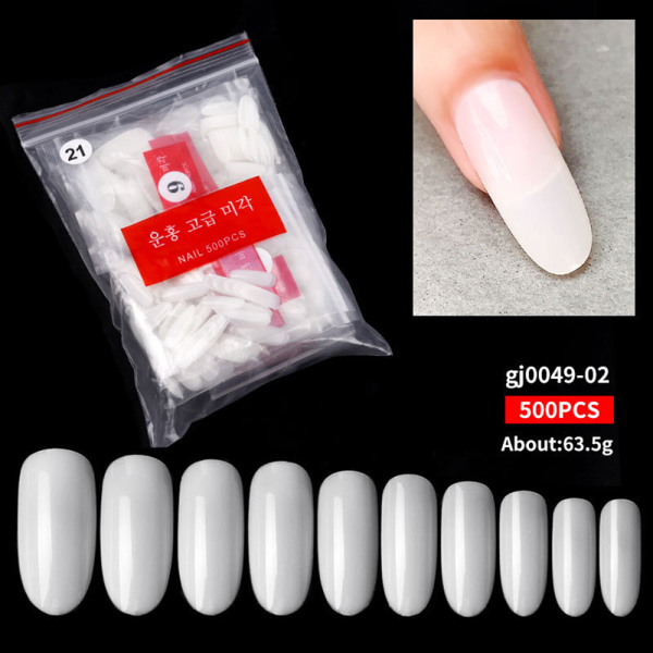 500 bitar Balett Nageltips Bit Set Mode Enkel Mjuk Nagellapp För Kvinnor Kvinna Gj0496 02