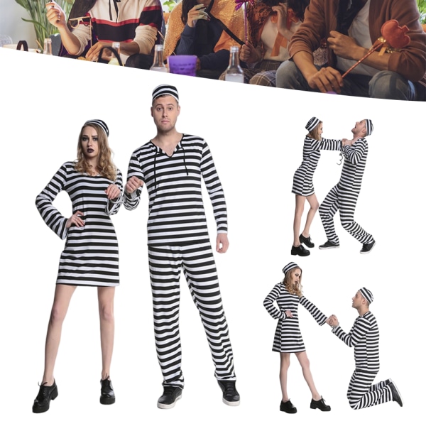 Fångkläder Cosplay Kläder För Kvinnor Män Långärmad Randig Rollspel Kostym Male Money M