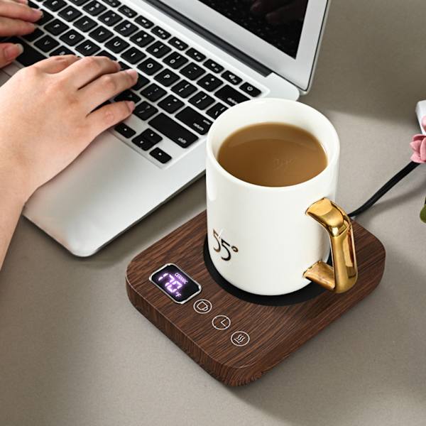 USB Kaffevärmare Mugg Varmare Mjölk Kaffe Te Värmeplatta för Kontor Skrivbord Inflyttningspresent brun