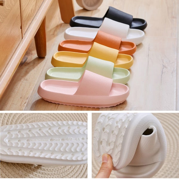 Halkfria tofflor med tjock botten Andas bekväma sandaler för utomhusbruk inomhus White 4445