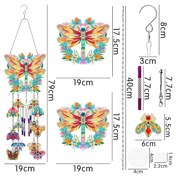 Gör-det-själv-prickade diamant-målning Wind Chimes Kit Robust charmig dekorativ rekvisita för balkong uteplatser Pfl502