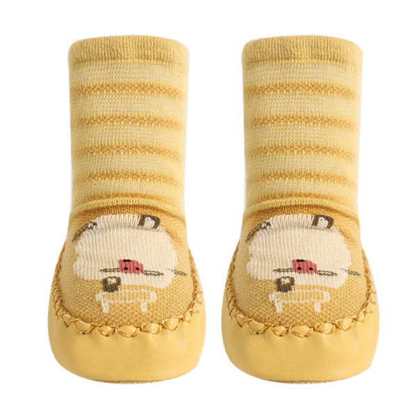 Djur för barns golvstrumpor för sommaren Halkfri prickig gummi Casual för pojkar Flickor Baby Yellow Sheep 13cm
