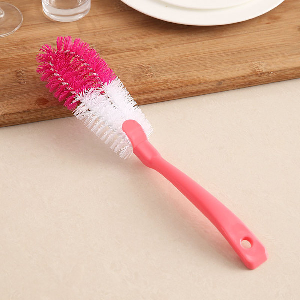 Svamphuvud Rengöringsborste Långt skaft Hängande mjuk flaska Scrubber Rengöringsborste för kök Pink
