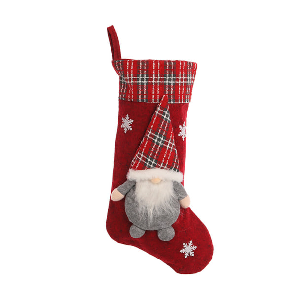 Julstrumpa med 3D-tomtar Santa Loop Design Hållbar Långvarig Lättvikt Bästa presenten till jul nyår Grey Pocket Stripe