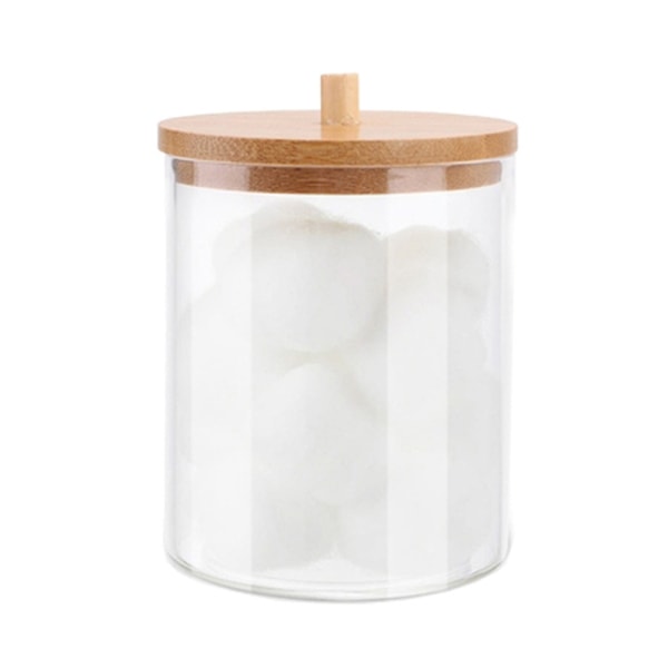 Förvaringslåda för bomullspinne Rund genomskinlig behållare för bomullsdynor Makeup-svampar Medium Round