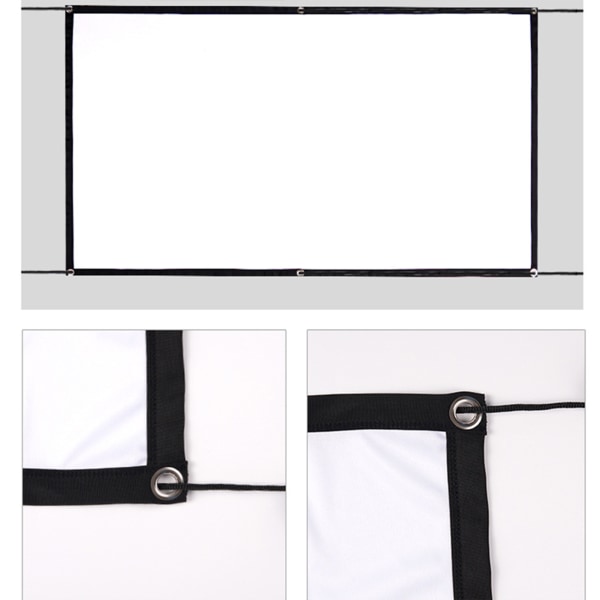 16:9 Enkel bärbar projektorduk i polyester, hopfällbar väggmonterad projektionsduk för hemmet 60 inch