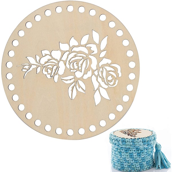 2 ST Träplattor för stickning Virkad vävd korgpåse Botten/ Cap Vävning Craft Shaper med hål för DIY 2