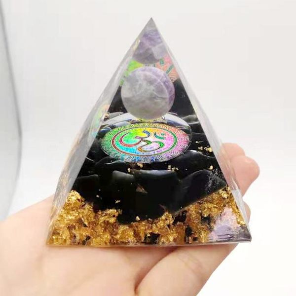 Livets träd Orgone Pyramid Ametist Peridot Healing Crystal Energy Orgonite Pyramid EMF-skydd Meditationsverktyg Light Gray L