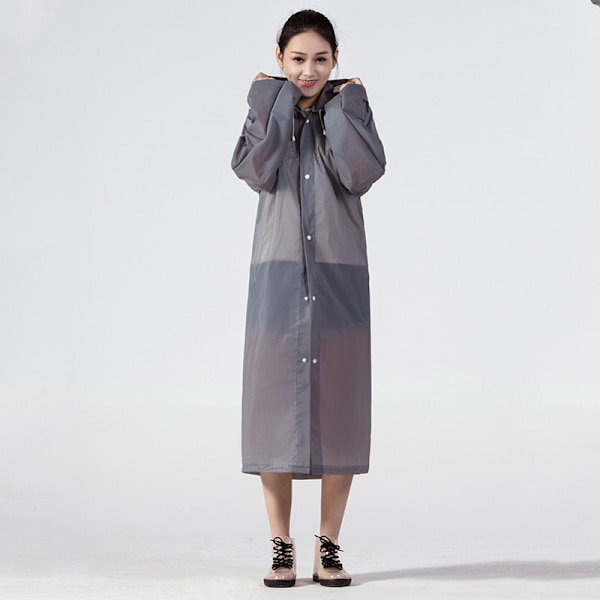 EVA Vuxen Regnjacka Bärbar Utomhus Rese Regnkläder Unisex Thicken Vattentät Andas Elastiska manschetter Cover med huva Gray