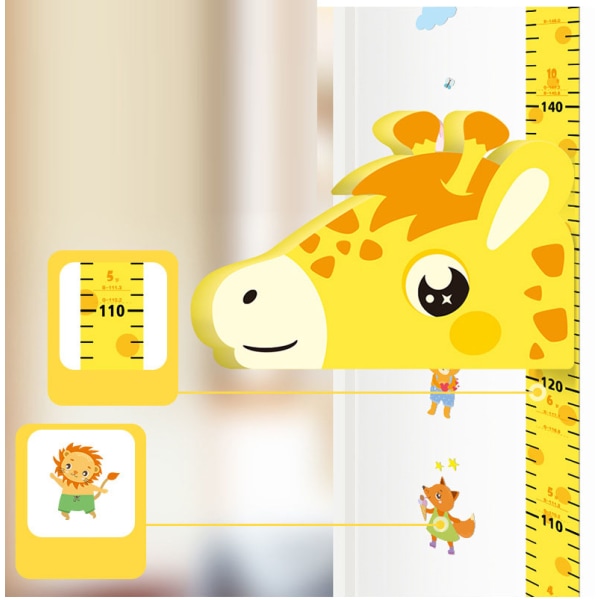 3D rörlig tecknad barn höjd linjal Väggdekoration med djurform rörlig magnetisk klistermärke Hushåll Rocket