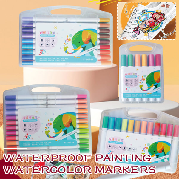 Akvarellkonst Akryl Markers Kit Colorfast High Color Painting Tool för att måla skissar 12 Colors