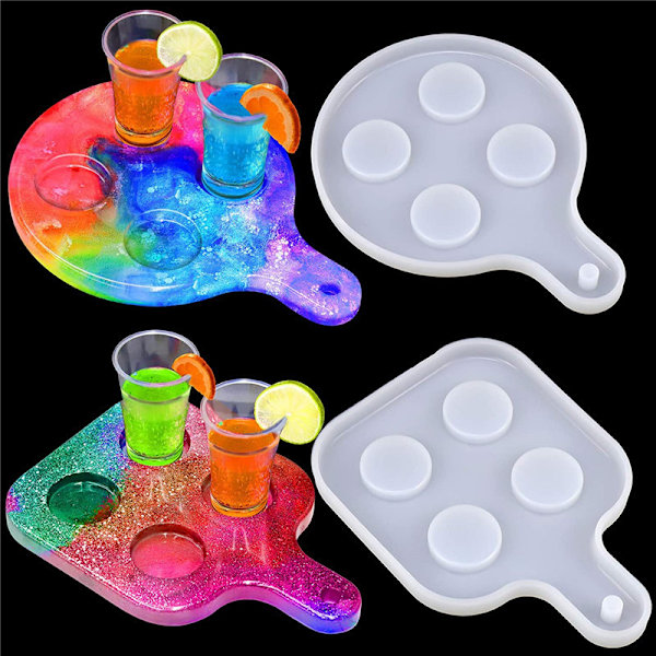 Shots Glas Serveringsbricka Form 4 Och 5 Hål Vinglas Hållare Öl Serveringsbräda För Fest Hem Gör själv Hantverk Dekor