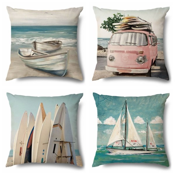 Linne cover dekorativa för hem soffa sommar strand stil Ym150118-4