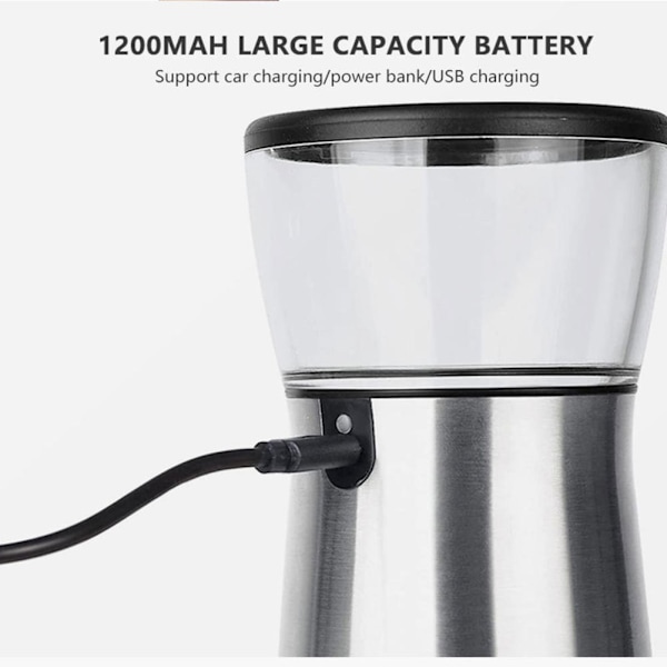 Elektrisk kaffekvarn Bärbar USB laddningsmaskin för kaffebönor med multi Silver