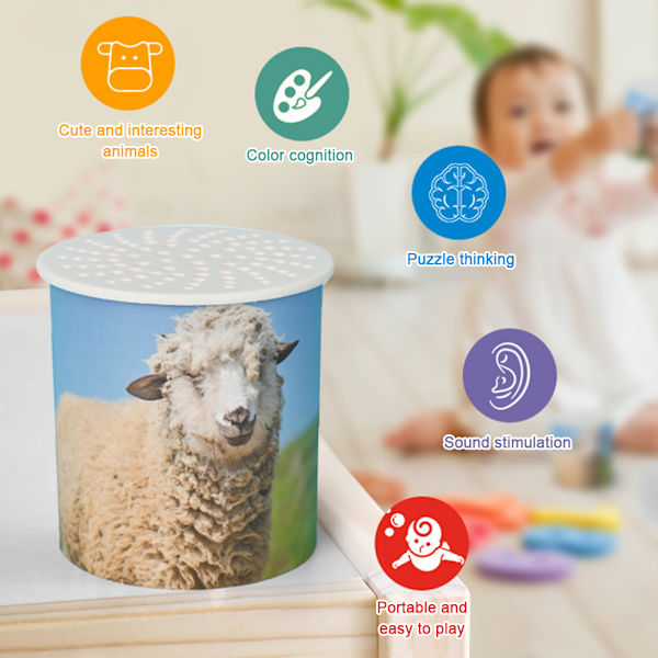 Rolig får/ko-ljudlåda som imiterar djurläten Leksaker för småbarn sheep