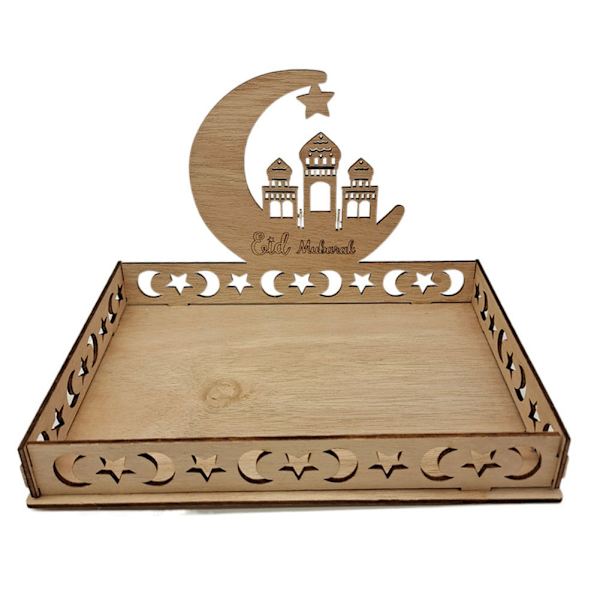 Ramadan Träbricka Eid Tallrikar Ramadandekorationer Serveringsservis